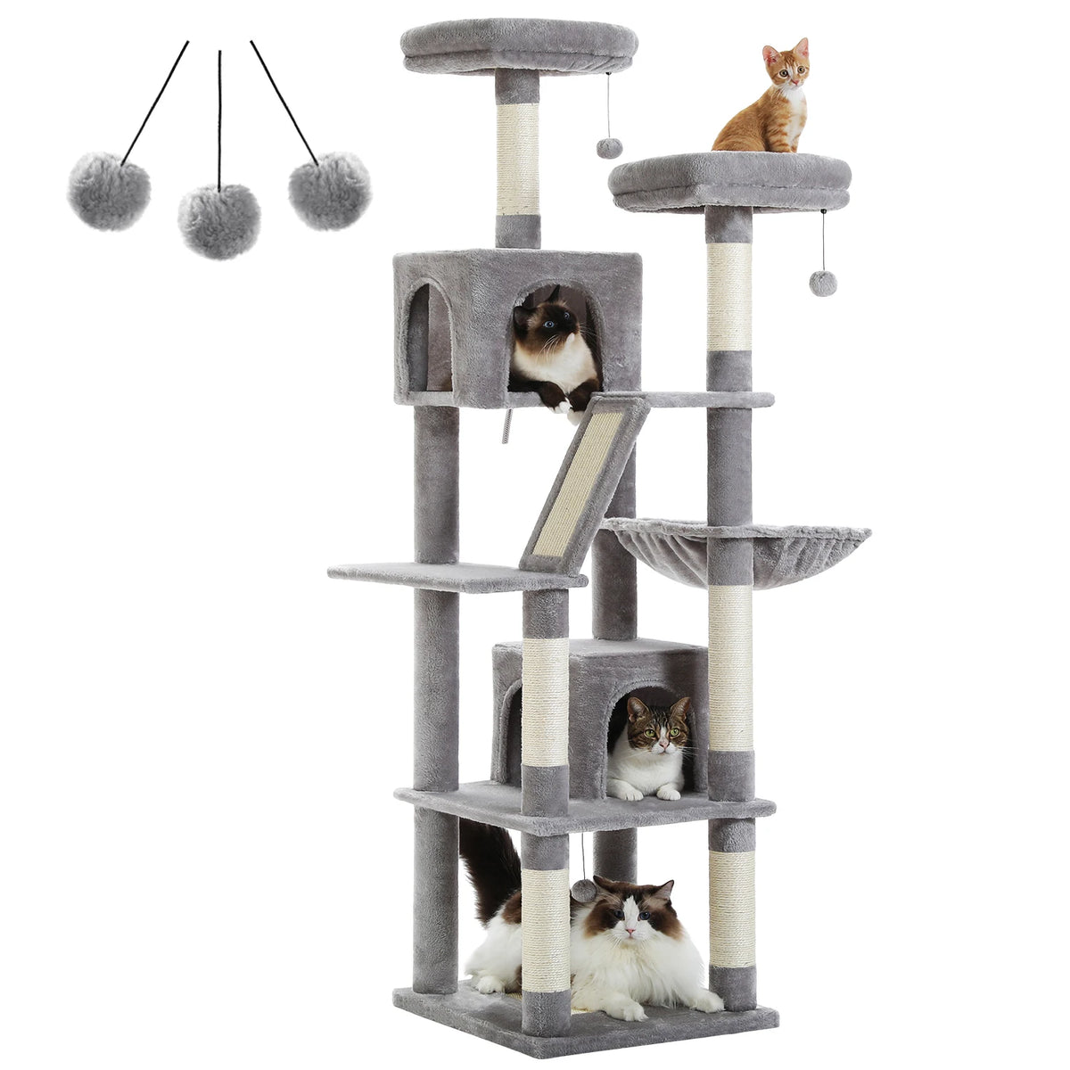 Multi-Level Cat Tree with Scratching Posts, Cozy Condo, Hammock, Large Cat Tower for Indoor Cats, Cat Scratching Board, Cat Toys Whispering Desires Shoppe