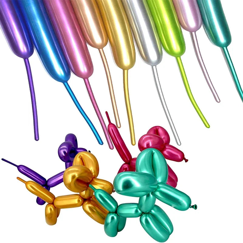 Long Metallic Latex Modeling Balloons