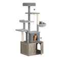 Three-in-One Cat Tree with Litter Box Cabinet