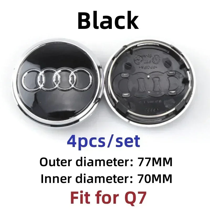 Replacement Wheel Center Caps – Set of 4, 60–77 mm Options