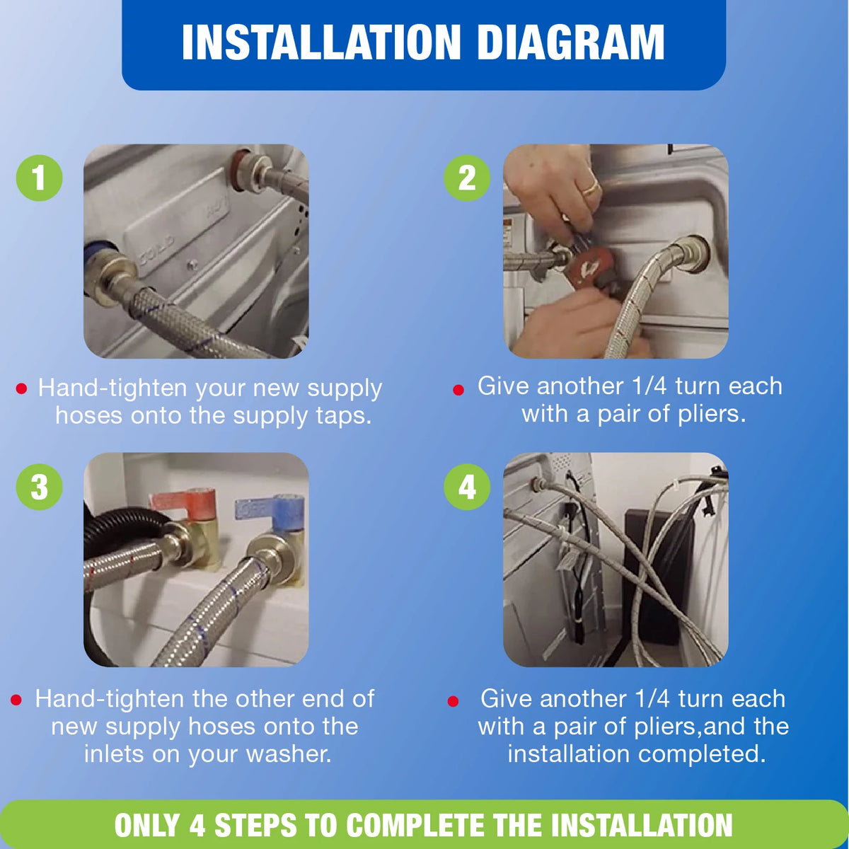 KING SMART 6 ft Braided Washing Machine Hose