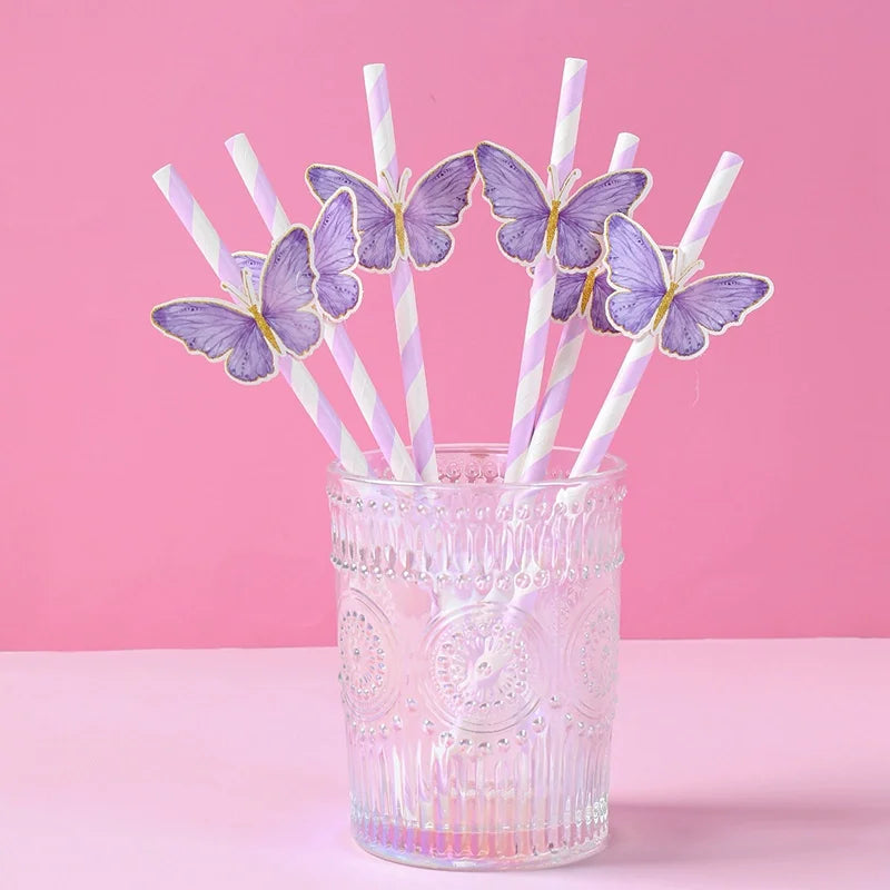 Butterfly Paper Party Straws, 6/12/24 Pack