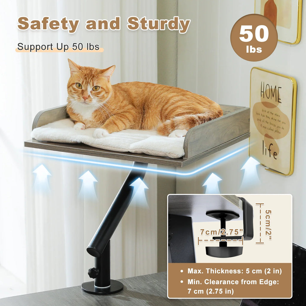 360° Rotating Desk-Mounted Cat Bed