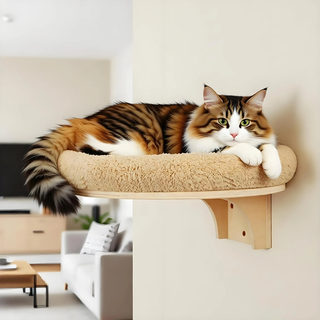 Cat Wall Mounted Solid Wooden Furniture Climbing Ladder and Cat Hammock with Scratching Post for Activity Indoor Cats Perches Whispering Desires Shoppe