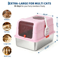 Enclosed Stainless Steel Cat Litter Box with Scoop