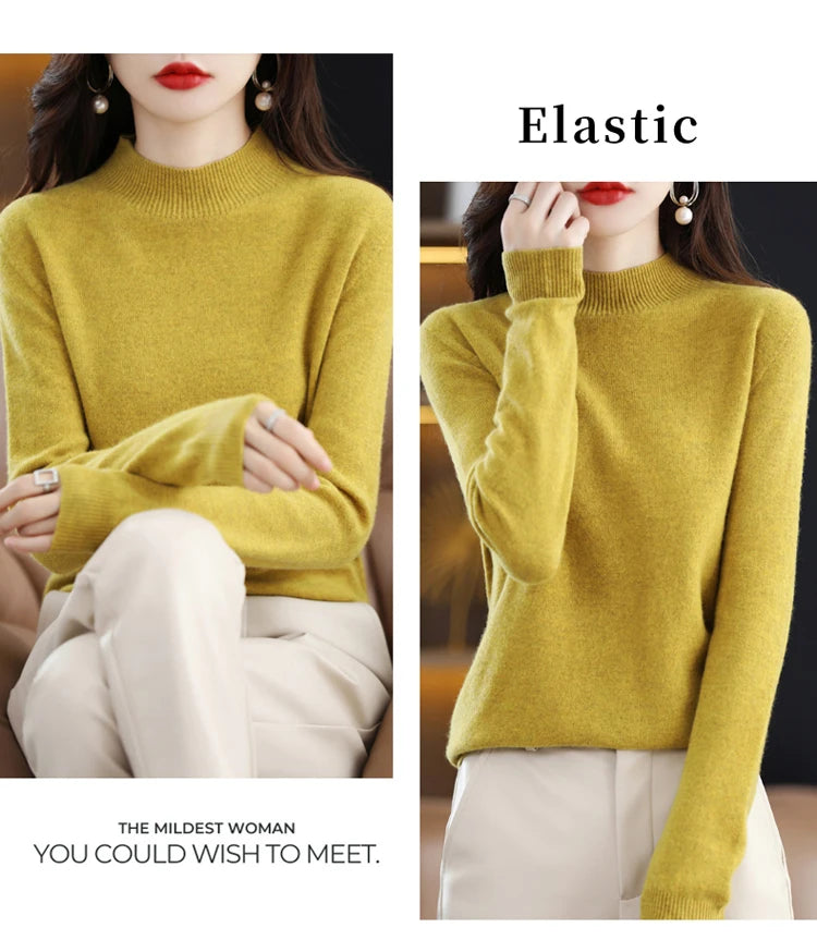Women's Wool Mock-Neck Knit Sweater