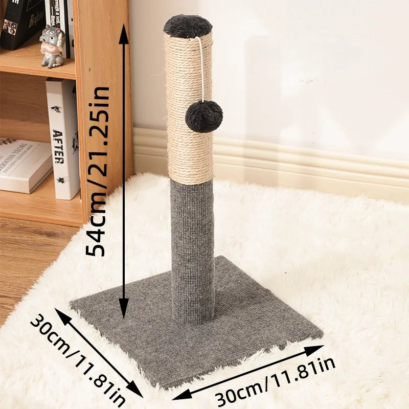 Grey Sisal Cat Scratching Post with Toy Ball
