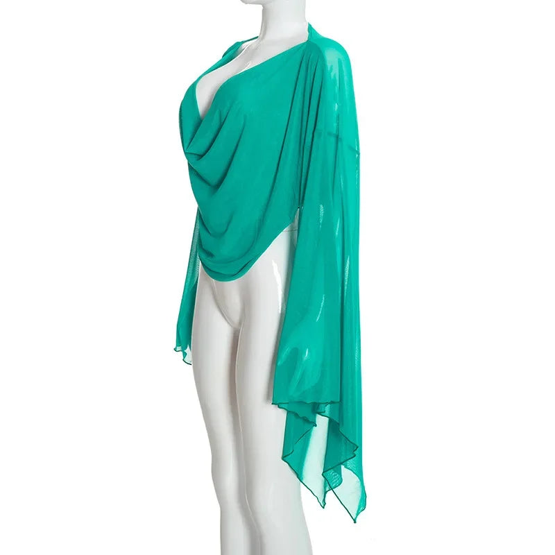 Women's Draped V-Neck Crop Top and Capri Set