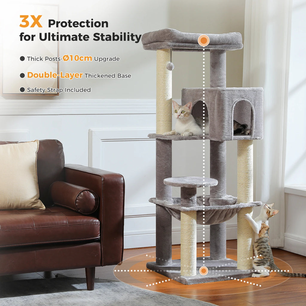 147cm Cat Tree with Large Condo & Hammock
