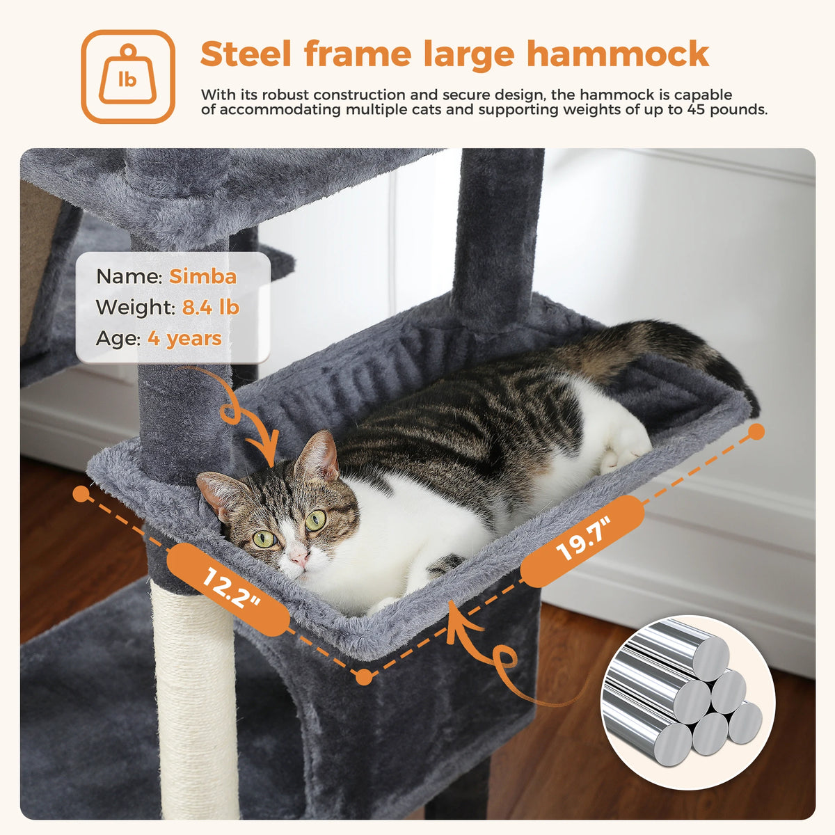 Multi-Level Cat Tree with Scratching Posts, Cozy Condo, Hammock, Large Cat Tower for Indoor Cats, Cat Scratching Board, Cat Toys Whispering Desires Shoppe