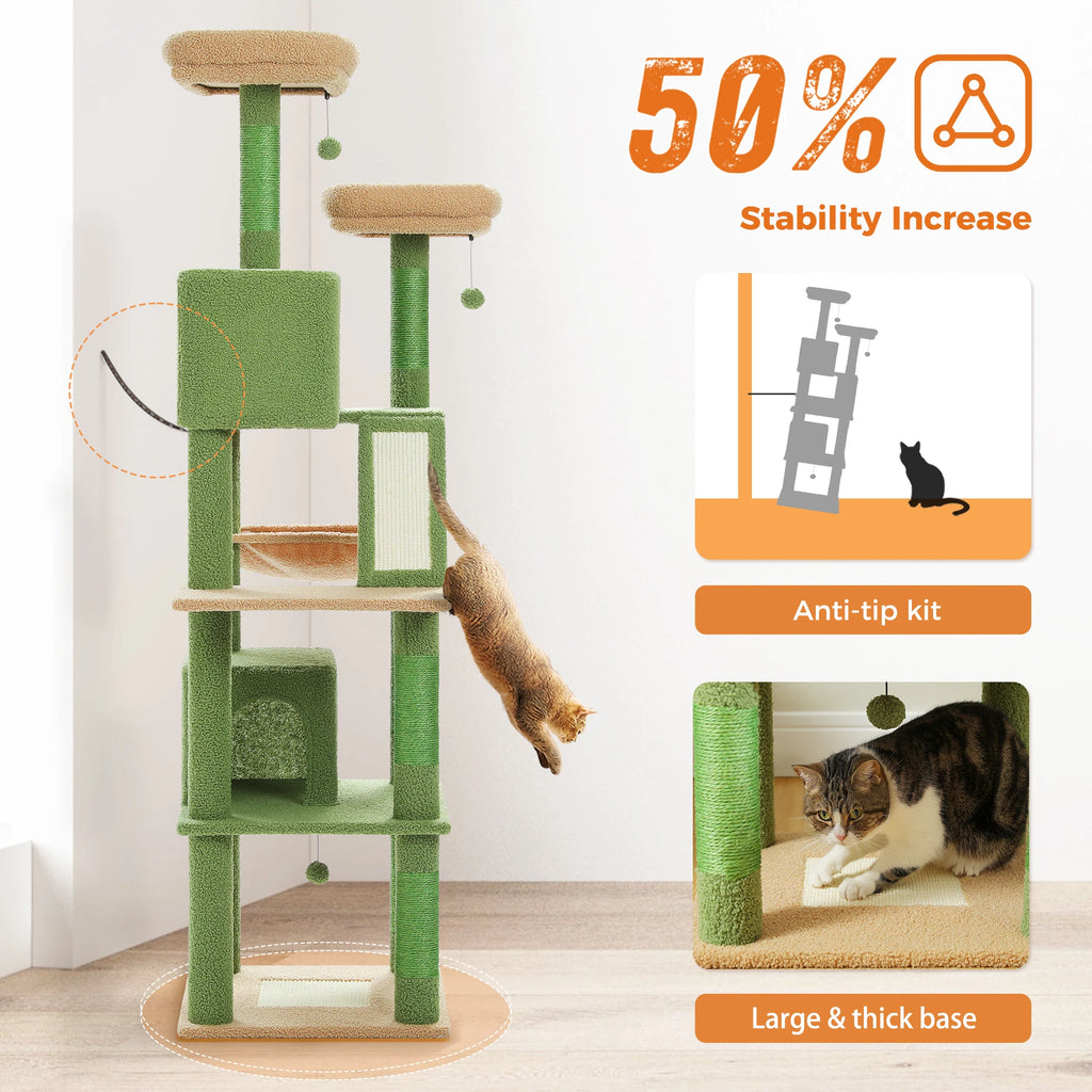 Multi-Level Cat Tree with Scratching Posts, Cozy Condo, Hammock, Large Cat Tower for Indoor Cats, Cat Scratching Board, Cat Toys Whispering Desires Shoppe