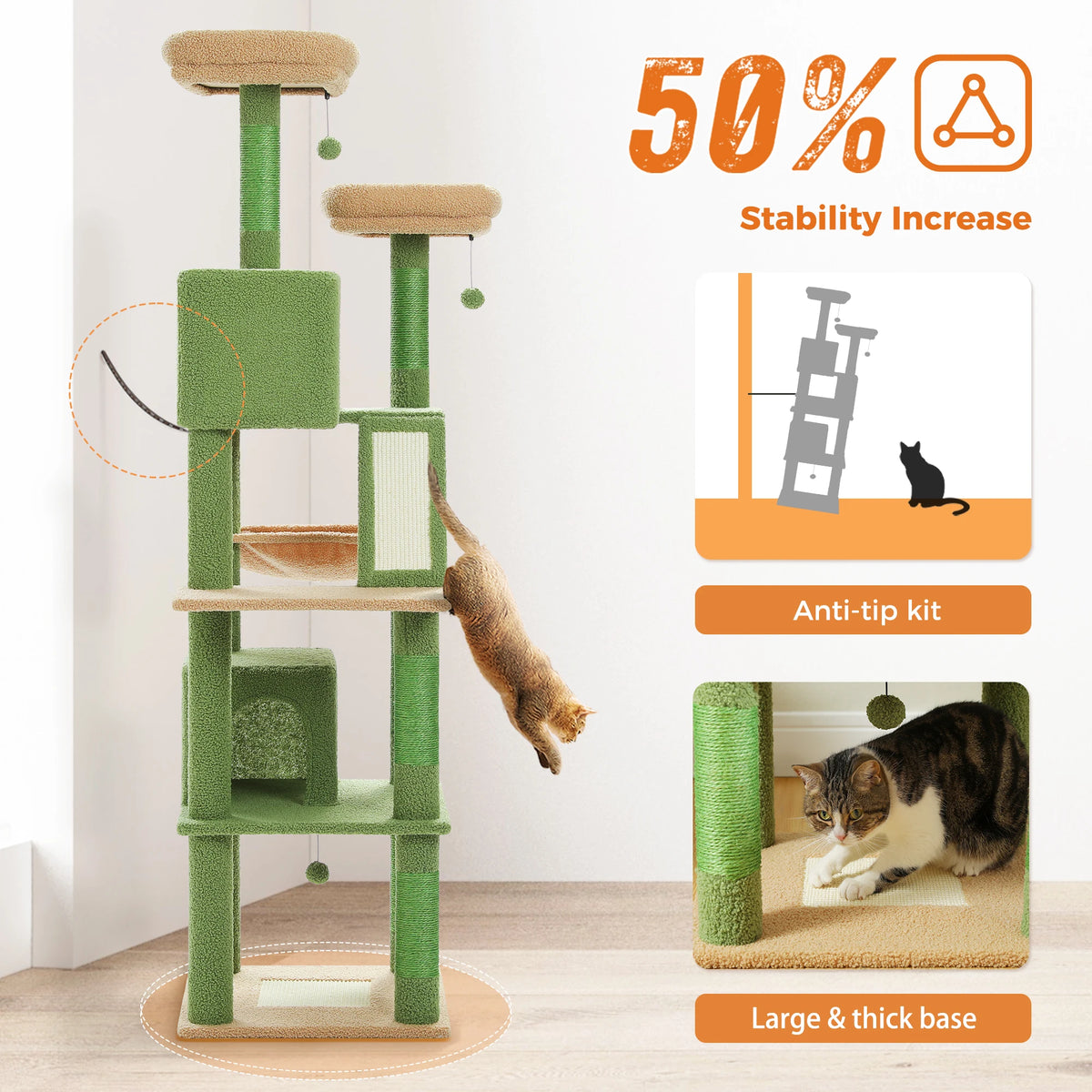 Multi-Level Cat Tree with Scratching Posts, Cozy Condo, Hammock, Large Cat Tower for Indoor Cats, Cat Scratching Board, Cat Toys Whispering Desires Shoppe