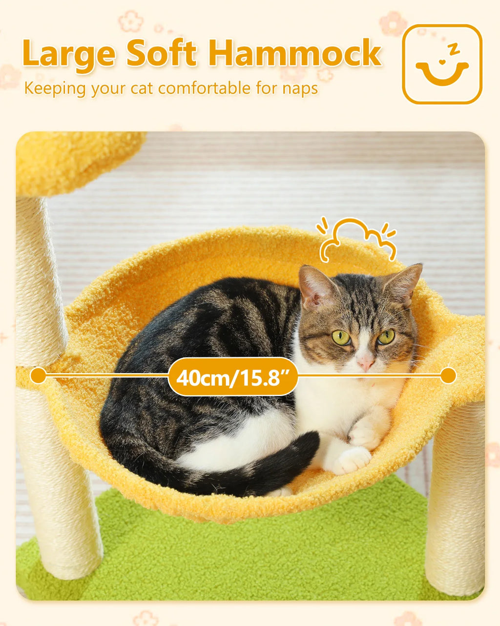71cm Flower Cat Tree with Hammock & Scratching Post