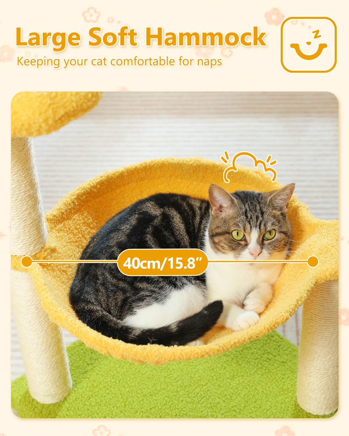 71cm Flower Cat Tree with Hammock & Scratching Post
