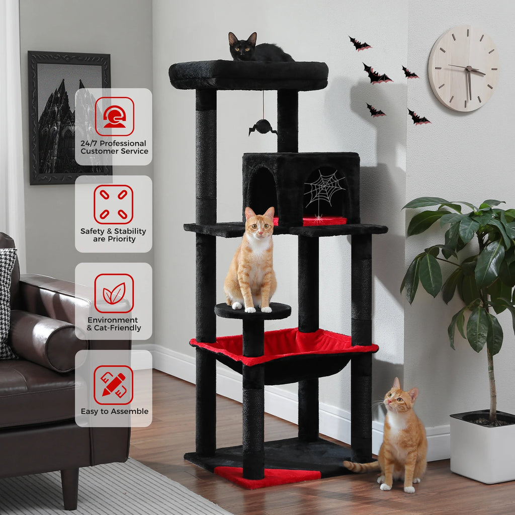 Gothic Cat Tree with Hammock & Condo