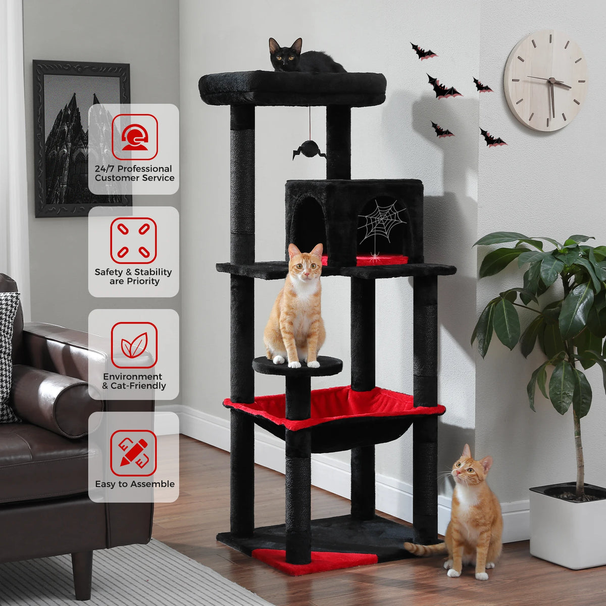 Gothic Cat Tree with Hammock & Condo