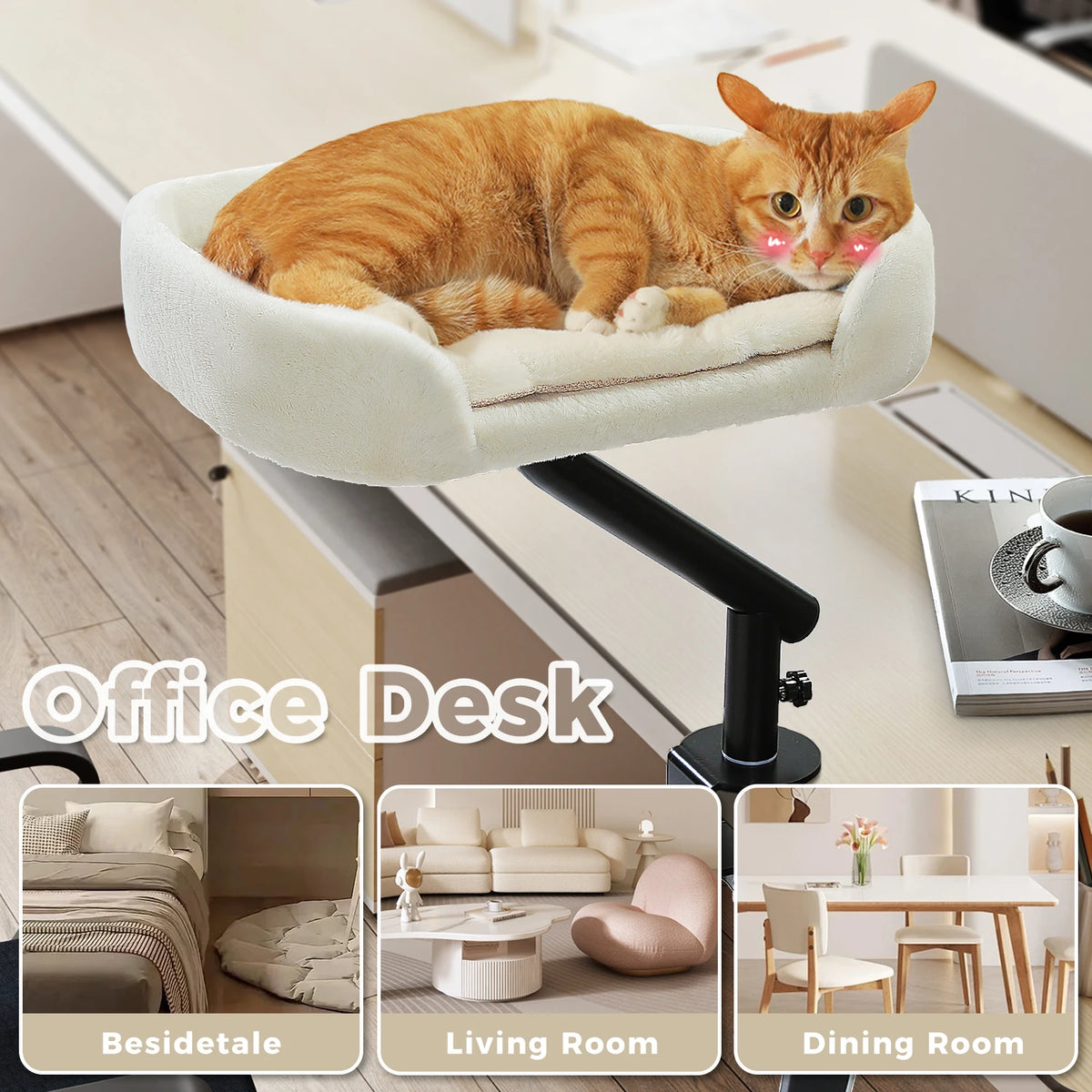 360° Rotating Desk-Mounted Cat Bed