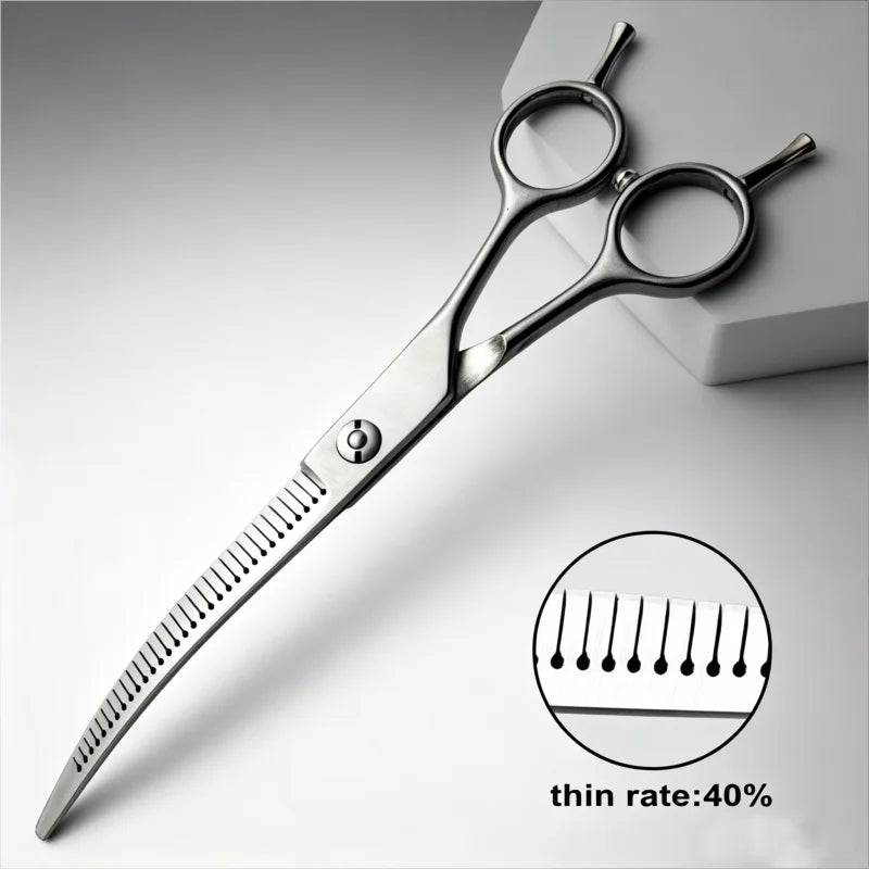 Wingsbro 7'' Curved Chunkers Shears Curved Thinning Shears Stainless Steel Dog Grooming Cat Curved Scissors Light Weight Special Whispering Desires Shoppe