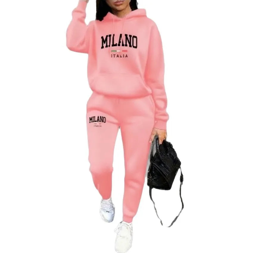 Women's Milano Letter-Print Top and Wide-Leg Pants Set