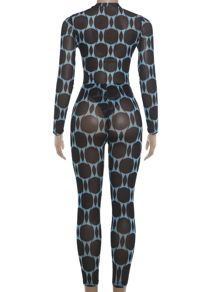 Women's Mesh-Detail Bodysuit and Skinny Pants Set
