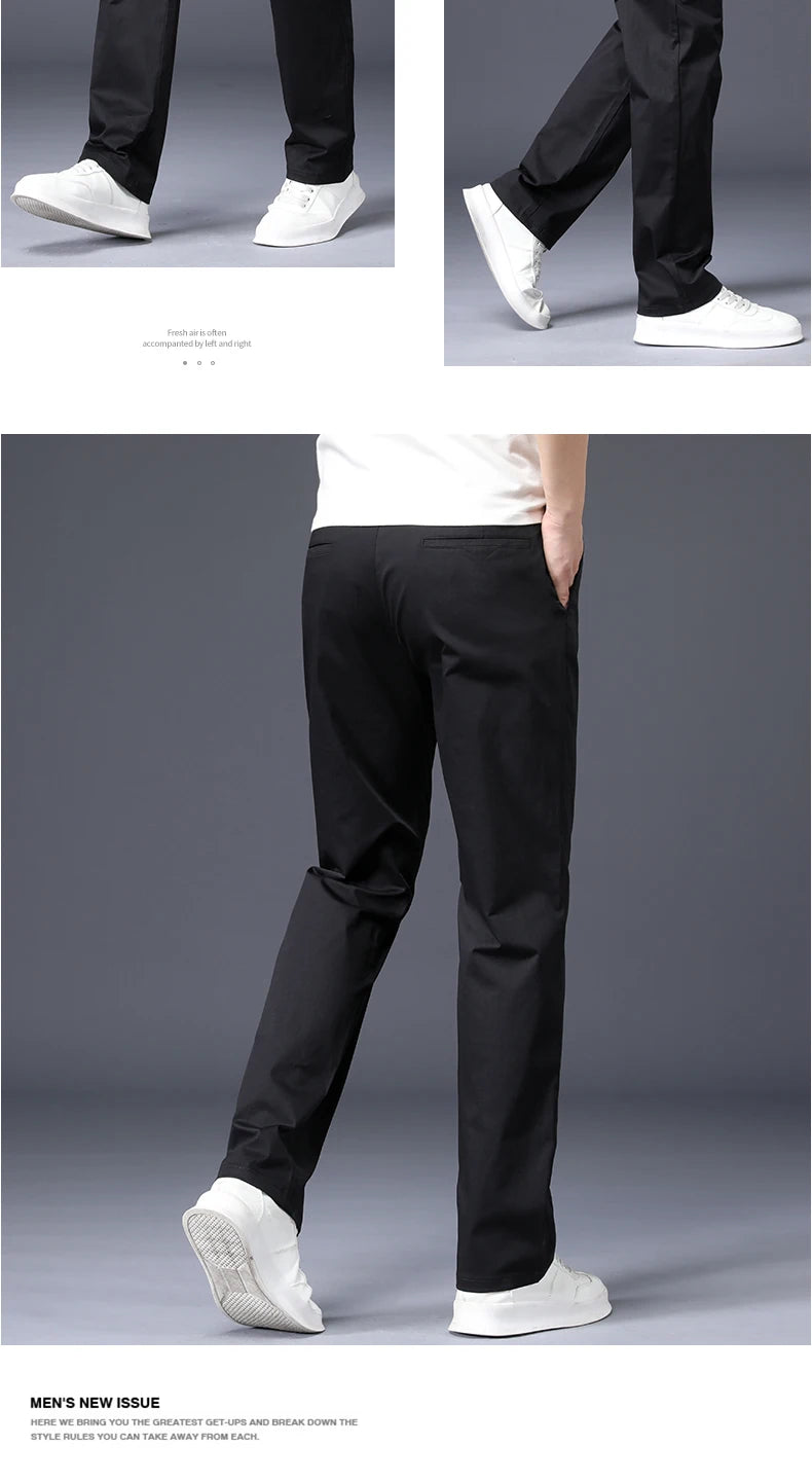 Men's Cotton-Blend Straight-Leg Stretch Pants