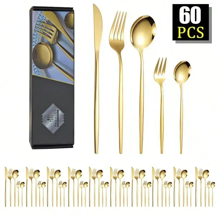 Stainless Steel Flatware — 60 Pieces