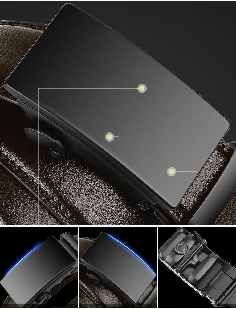 Men's 3.5 cm PU Business Belt with Automatic Buckle