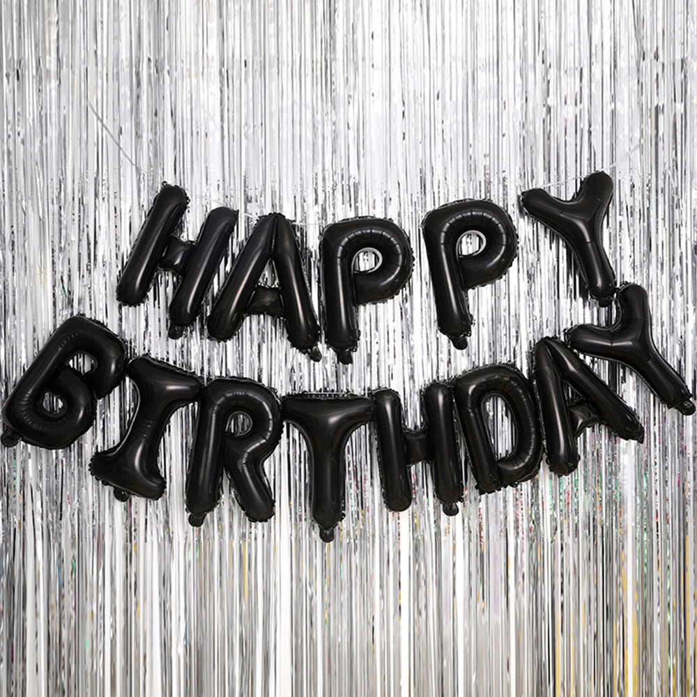 Black Number & Happy Birthday Foil Balloon Set