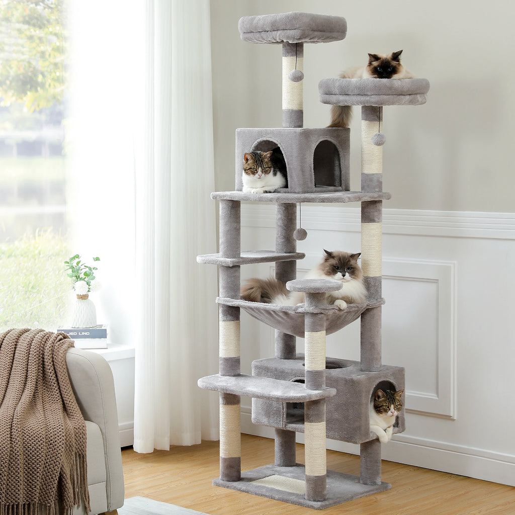 184cm Cat Tree with Hammock, Condo & Scratching Posts