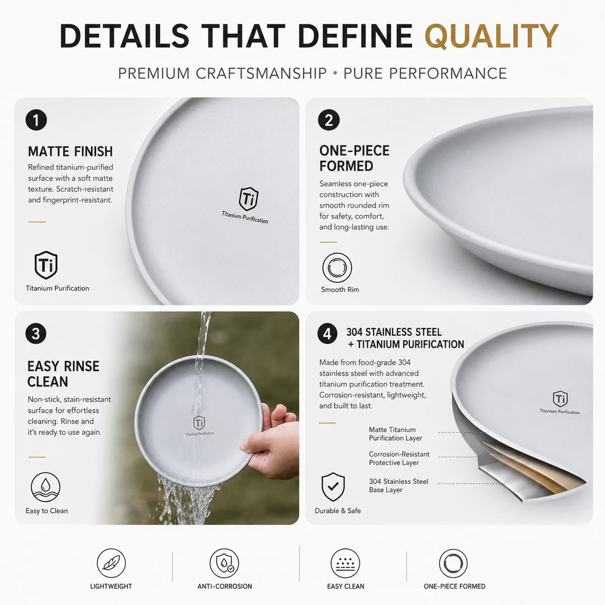 PGY Stackable Stainless Steel Camping Plates