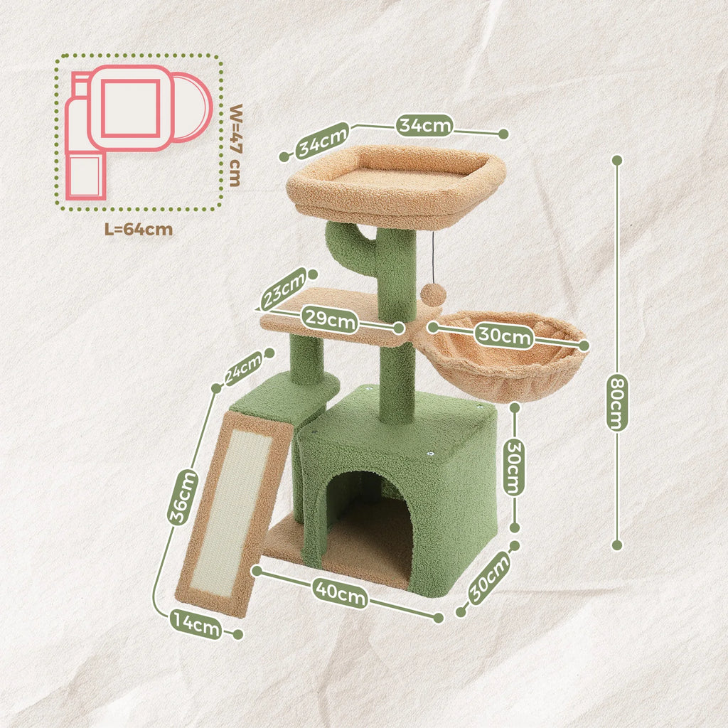 Compact Cat Tree with Removable Perch & Hammock