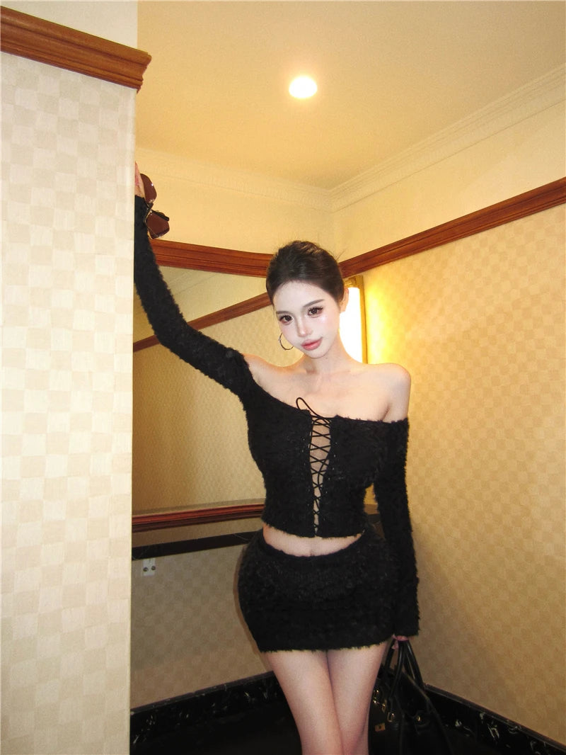 Cross-Strap Knit Top & Mini Skirt Separates