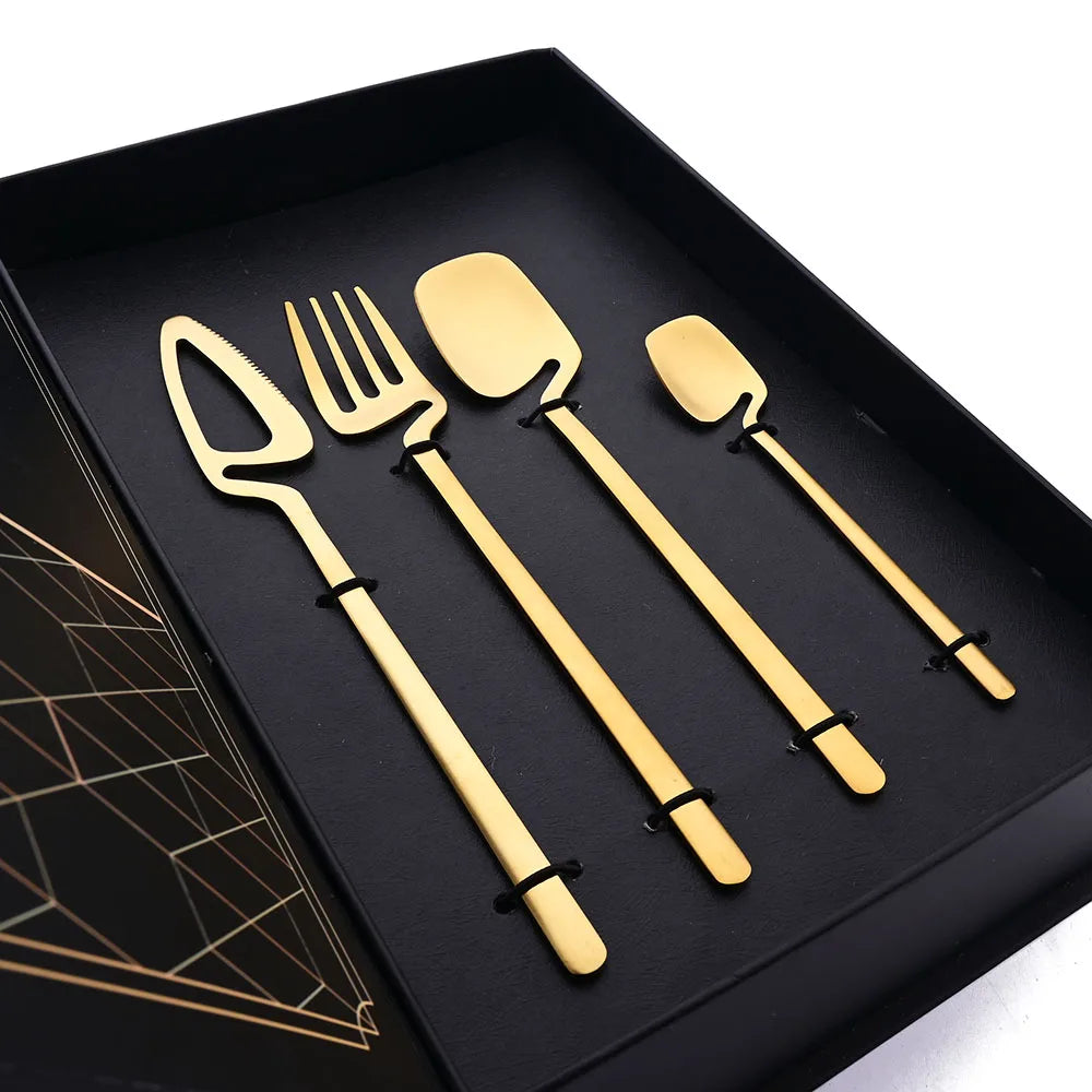 JANKNG Matte Stainless Steel Flatware — 32 Pieces