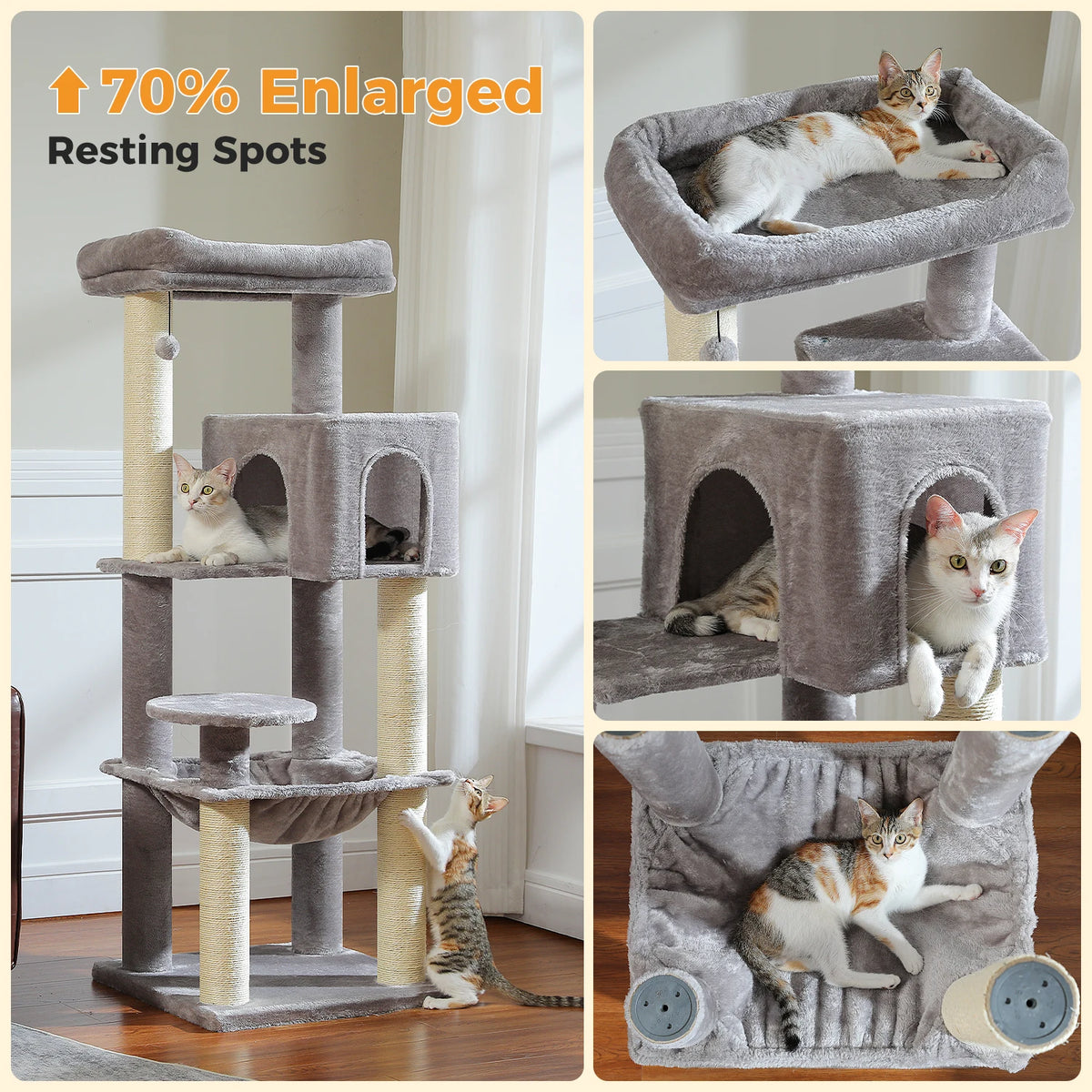 147cm Cat Tree with Large Condo & Hammock