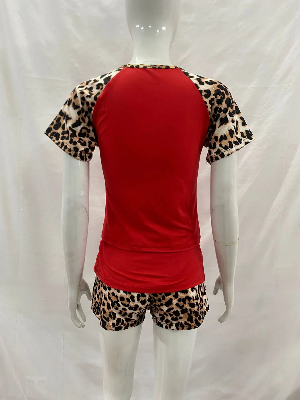 Women's Leopard-Patchwork Tee and Shorts Set