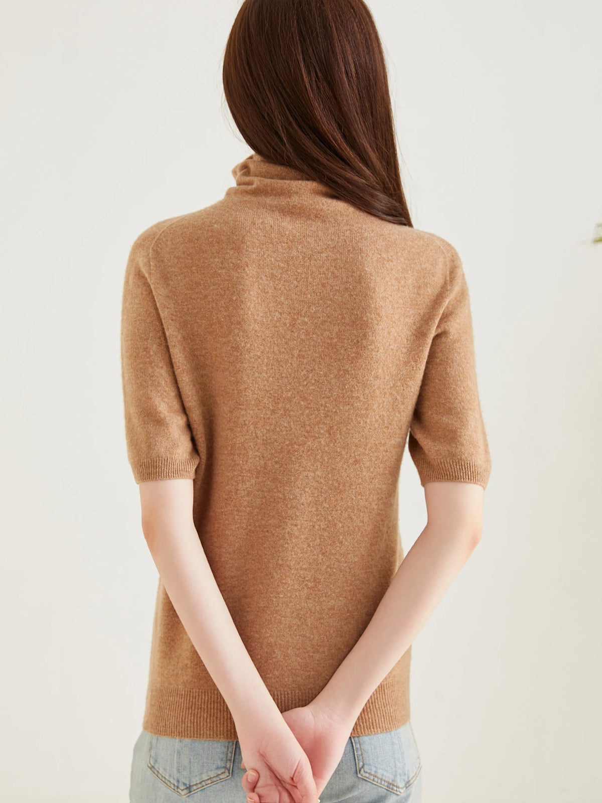 Women's Knit Tops Short Sleeve Fashion Women Sweaters New 100% Merino Wool Knitwears Vintage Sweater Turtleneck Pullover Clothes Dsers