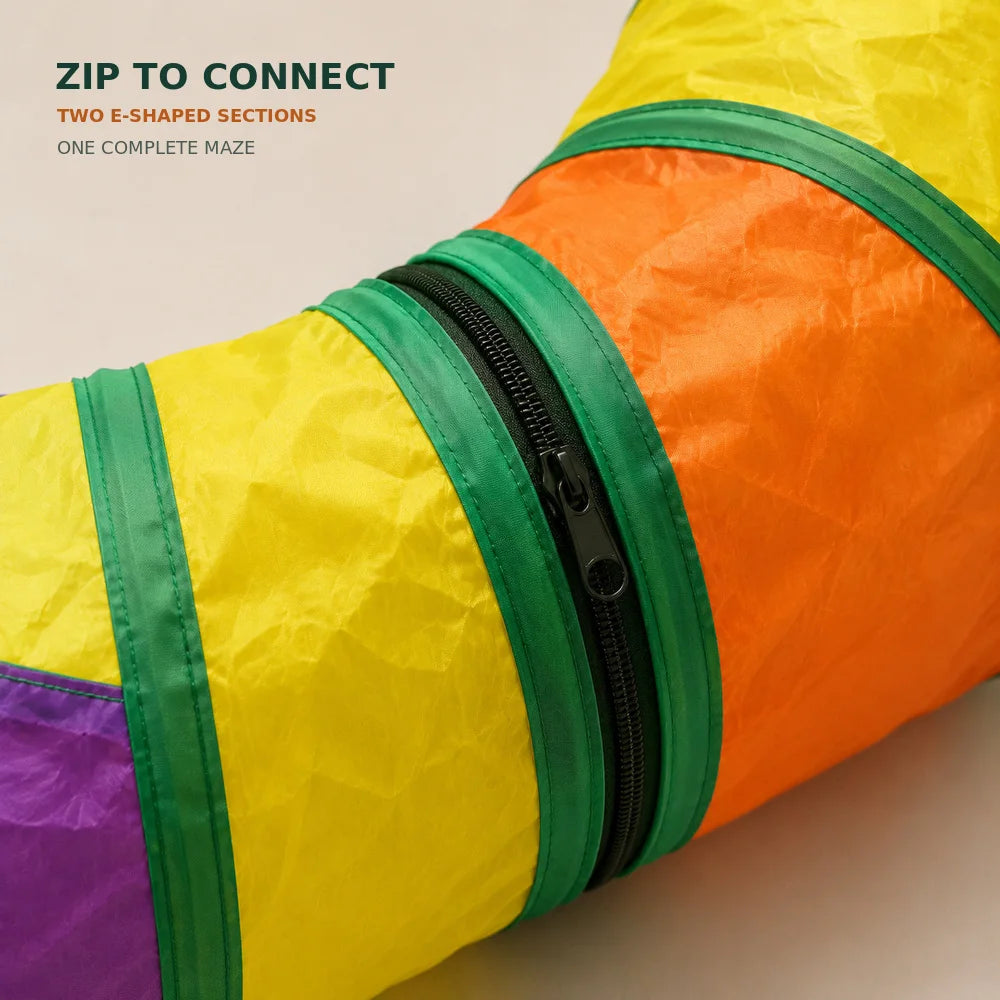 Zoe Double E-Shaped Cat Tunnel Maze with Toys
