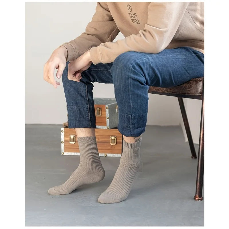 Men's Mid-Calf Casual Socks – 5 Pairs