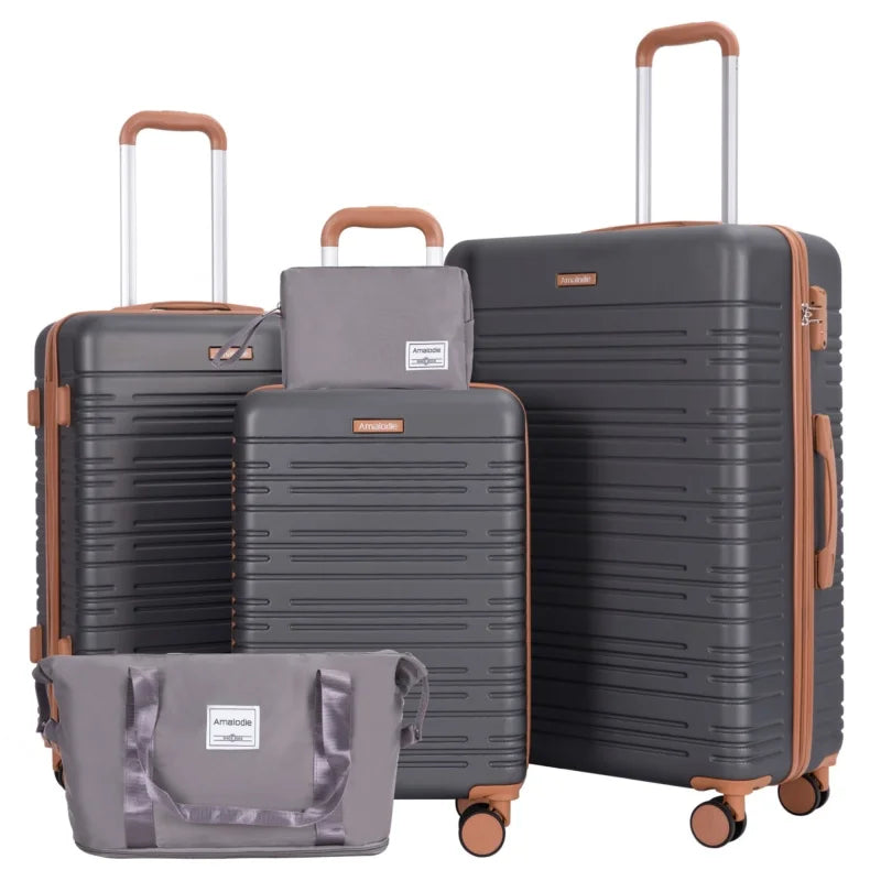 Luggage Sets 5-Piece Suitcases with Double Spinner Wheel,Suitcase Set ABS Hard Case Luggage with TSA Lock Whispering Desires Shoppe