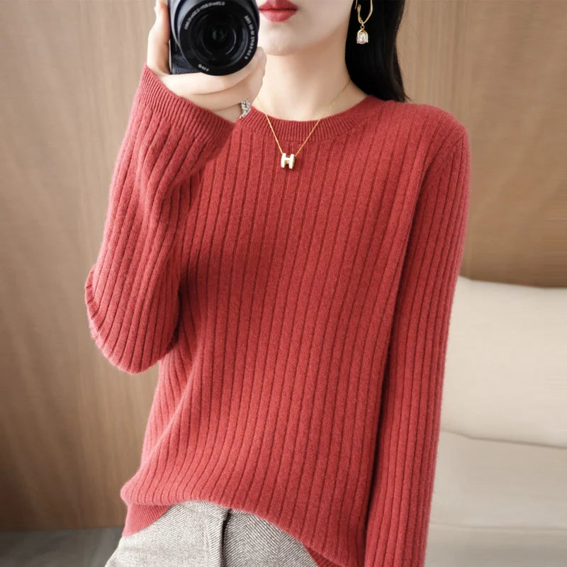Women's Long-Sleeve Round-Neck Knit Pullover