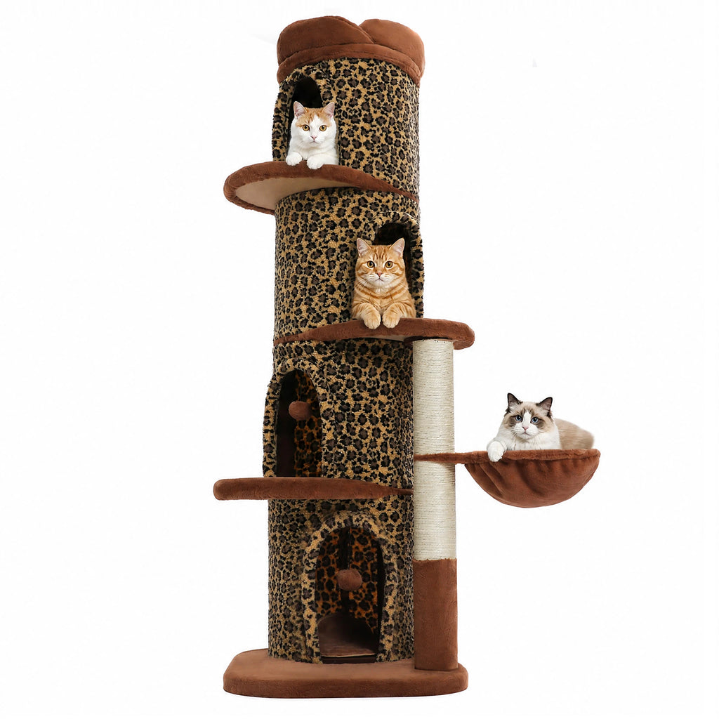 Large Cat Tree with Multiple Condos & Flower Bed