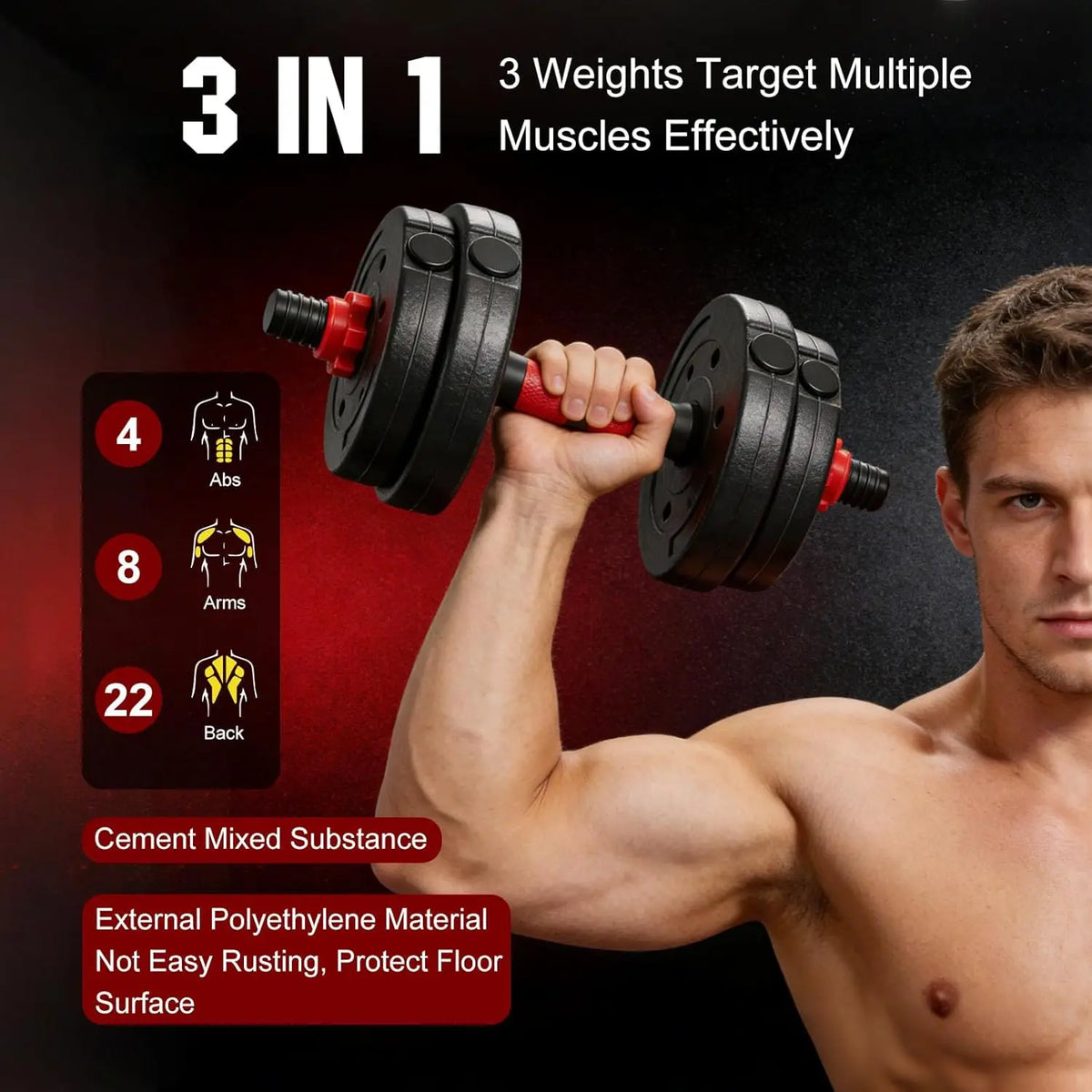 22 lb Convertible Dumbbell & Barbell Set
