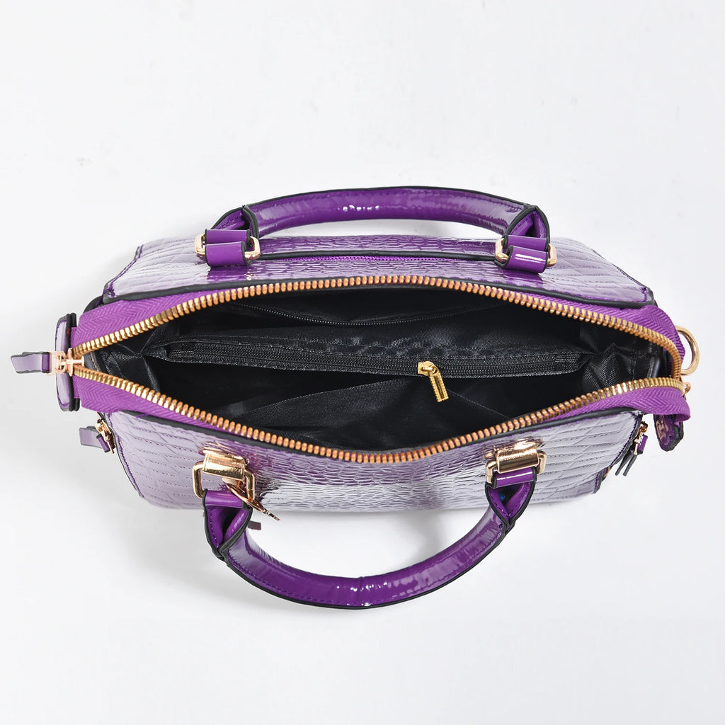 Women's Crocodile-Embossed PU Tote Bag