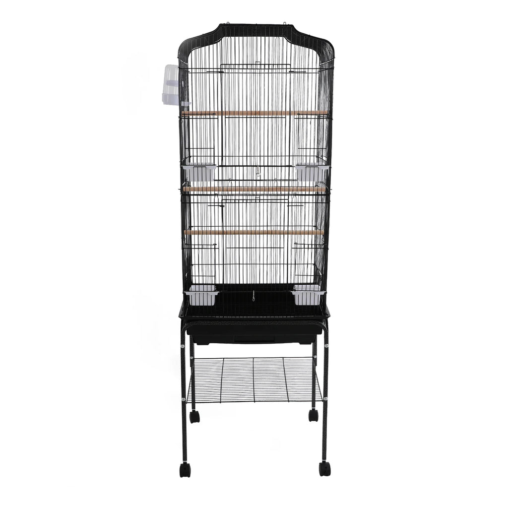 Bird Cage with Rolling Stand & Feeding Bowls