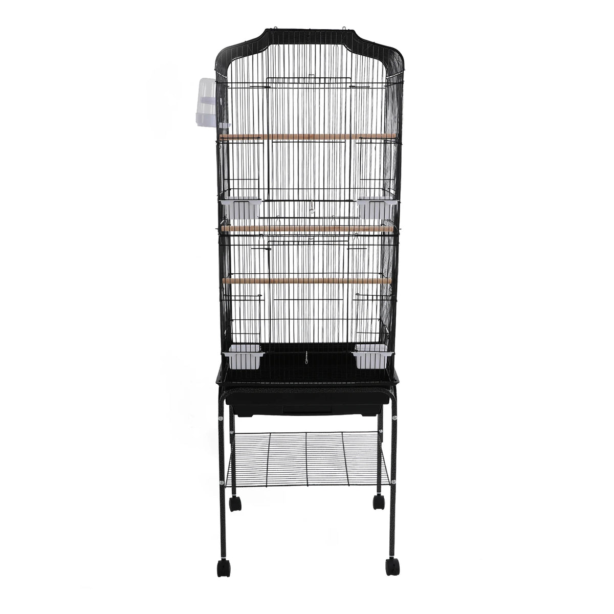 Bird Cage with Rolling Stand & Feeding Bowls