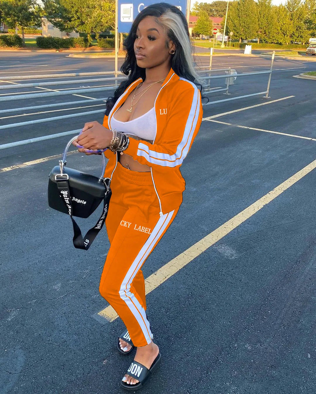 Women's Embroidered Zip-Up Top and Pants Set
