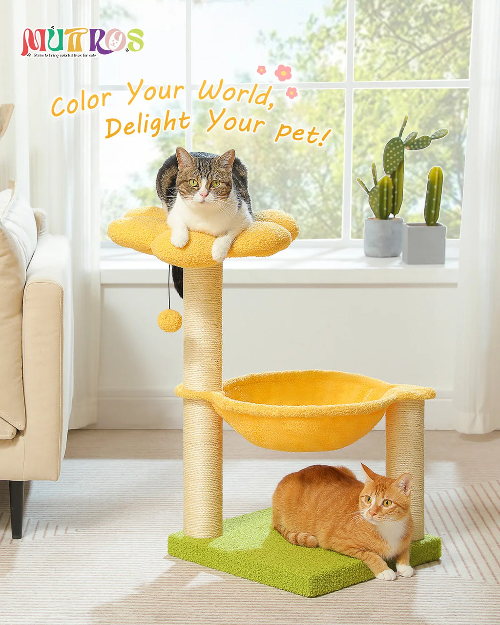 71cm Flower Cat Tree with Hammock & Scratching Post
