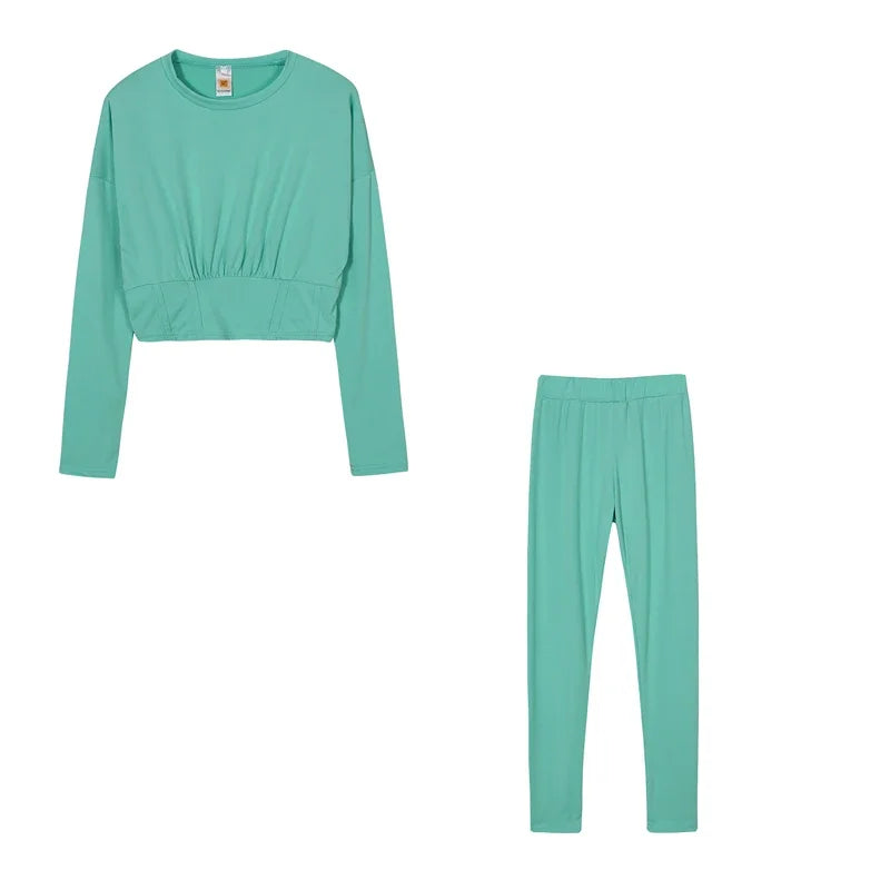 Women's Solid-Color Two-Piece Casual Outfit