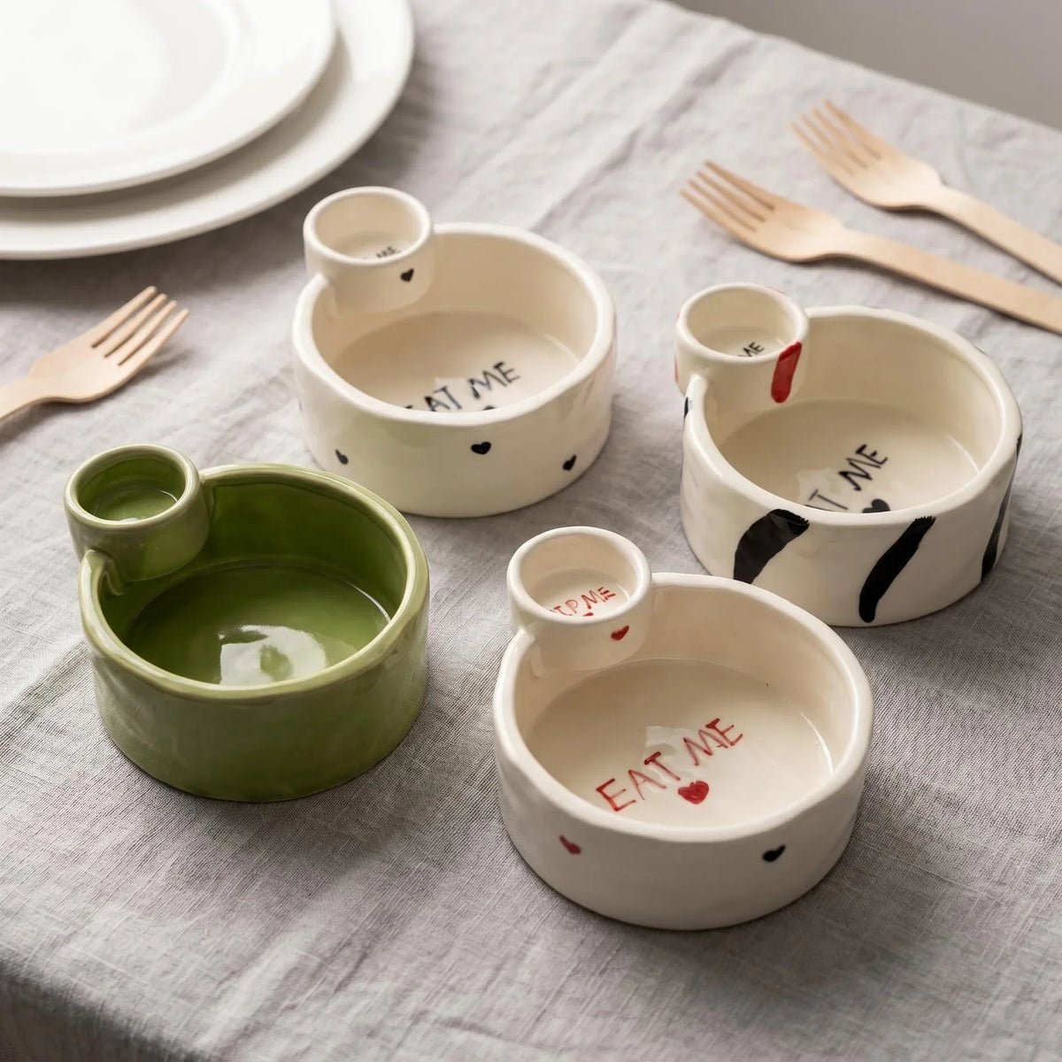 Ceramic Fries and Dip Bowl