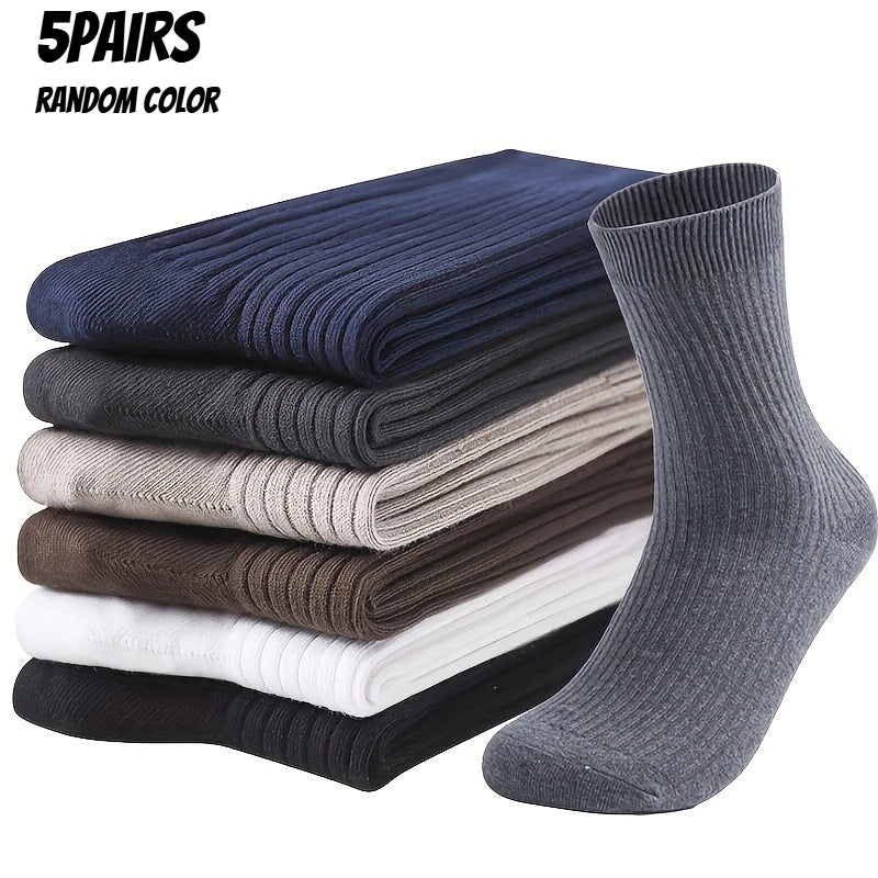 Men's Mid-Calf Casual Socks – 5 Pairs